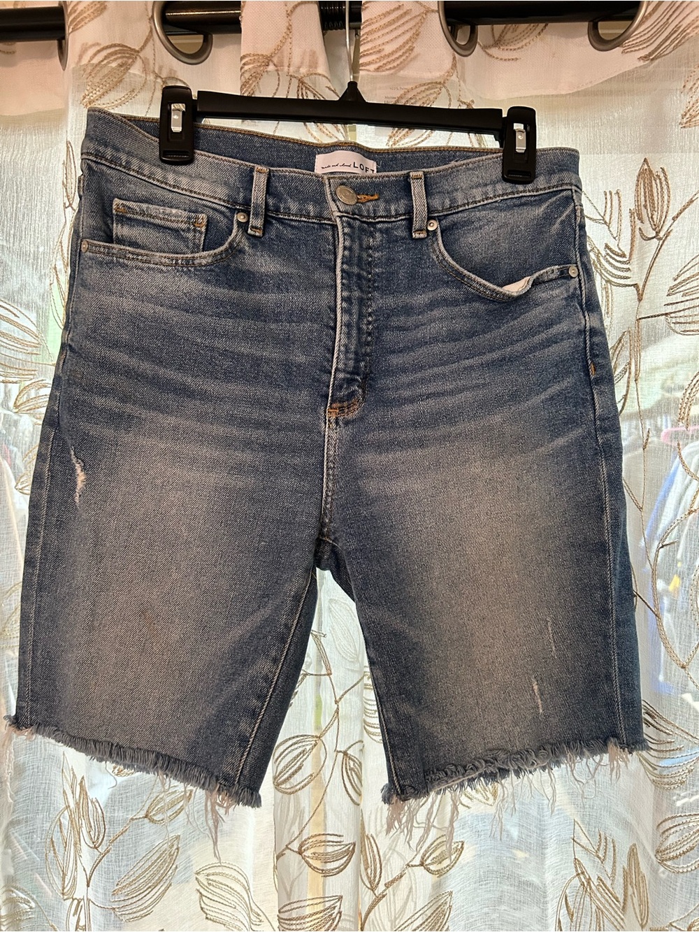 LOFT Men's Denim Cutoff Shorts in Medium Blue Wash